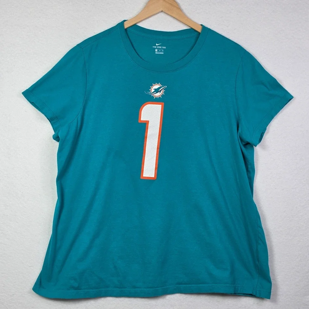 Nike Womens T Shirt XXL Teal Tua Tagovailoa 1 Miami Dolphins NFL Graphic Tee